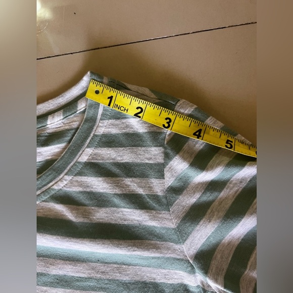 LOGO By Lori Goldstein Stripe Knit Shift Dress Flounce Hem Green XXS - Picture 13 of 16